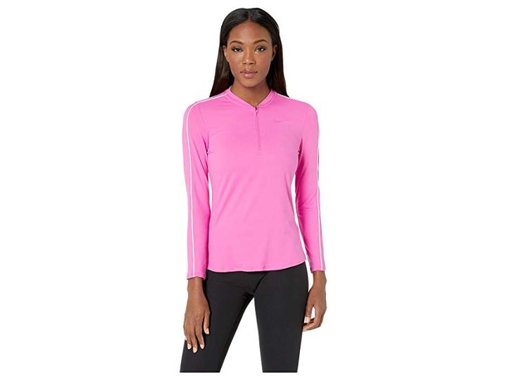 Nike Court Dry Top Long Sleeve 1/2 Zip (active Fuchsia/white/active Fuchsia) Women's Clothing