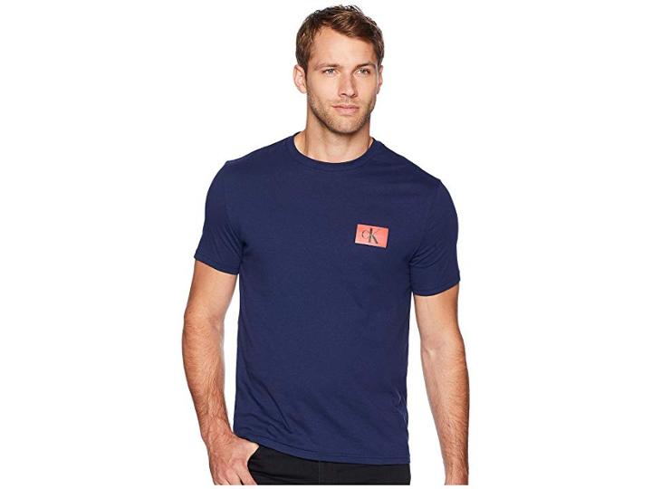 Calvin Klein Jeans Monogram Embroidery Crew Neck Tee (royal Navy) Men's T Shirt