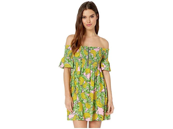 Juicy Couture Smocked Banana Print A-line Dress (bikini Pink Juicy) Women's Dress