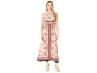 London Times Pleated Neck Maxi Dress (salmon/coral) Women's Dress