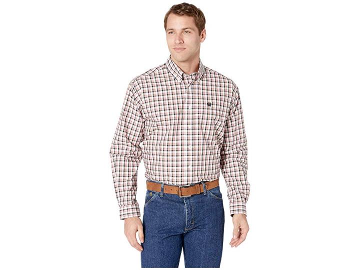 Cinch Long Sleeve Plaid (white 2) Men's Clothing
