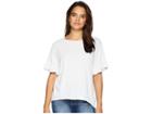Mod-o-doc Mini Pointelle Knit Ruffle Sleeve Boxy Tee (white) Women's T Shirt