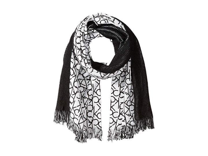 Calvin Klein Double Faced Single Side Logo Print (cream) Scarves