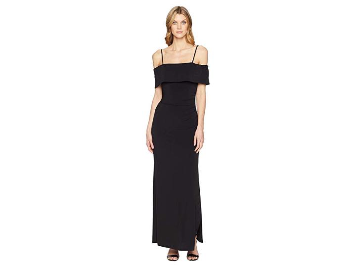 Laundry By Shelli Segal Jersey Portrait Collar Gown (black) Women's Dress