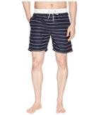 U.s. Polo Assn. 7 Pinstripe Print Swim Shorts (classic Navy) Men's Swimwear