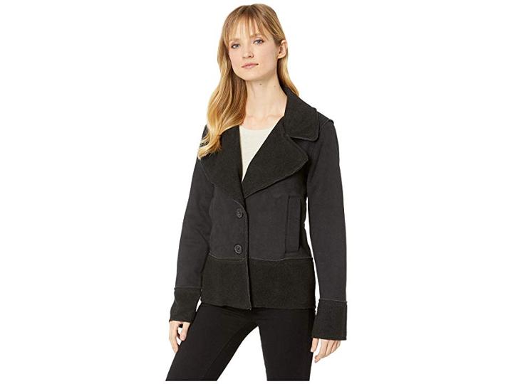 Mod-o-doc Sueded Fleece Notch Collar Jacket (black) Women's Coat
