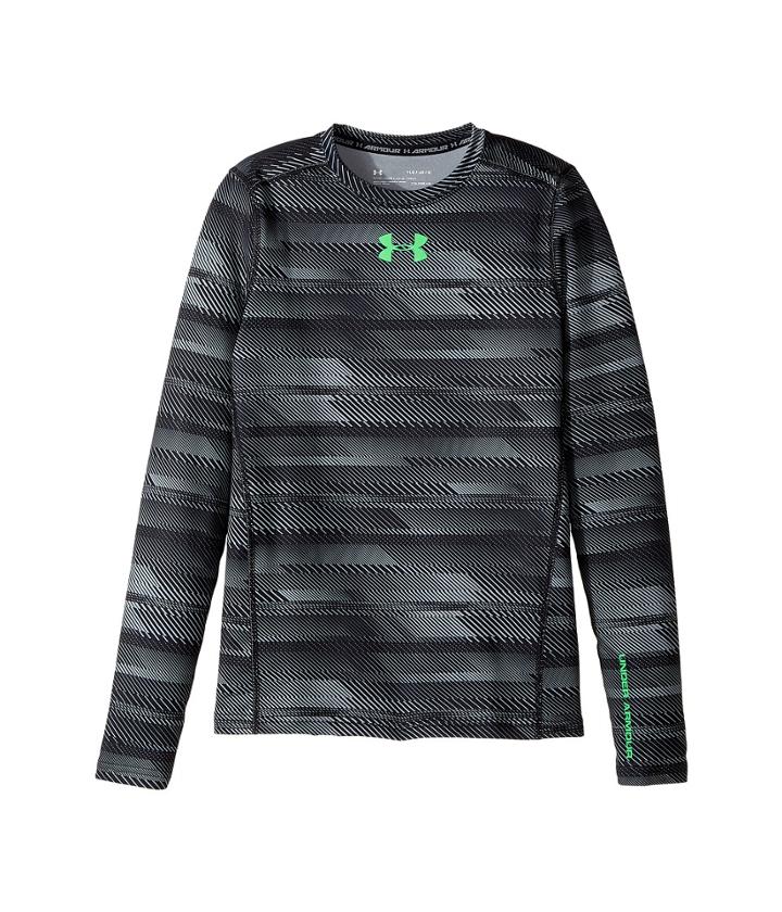 Under Armour Kids Cg Armour Novelty Crew (big Kids) (black/lime Twist) Boy's Clothing