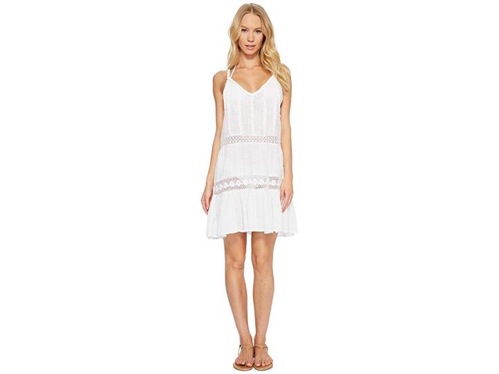 Polo Ralph Lauren Cotton Slub Ruffle Dress Cover-up (white) Women's Swimwear