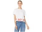 Juicy Couture Juicy Border Logo Rolled Sleeve Tee (white) Women's Clothing