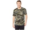 Kenneth Cole New York All Over Printed Palm Crew (olive Drab) Men's Clothing