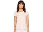 Mod-o-doc Micro Stripe Short Sleeve T-shirt W/ Pleated Contrast Back Panel (peach) Women's T Shirt