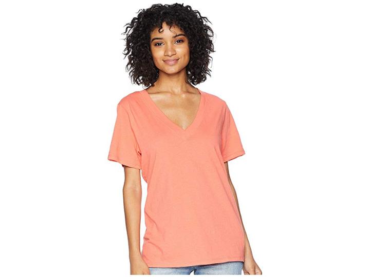Hurley Perfect V Short Sleeve Tee (rush Coral) Women's T Shirt