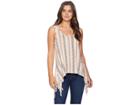 Cruel Hi-low Fringe Side Vent Printed Tank Top (multicolored) Women's Sleeveless