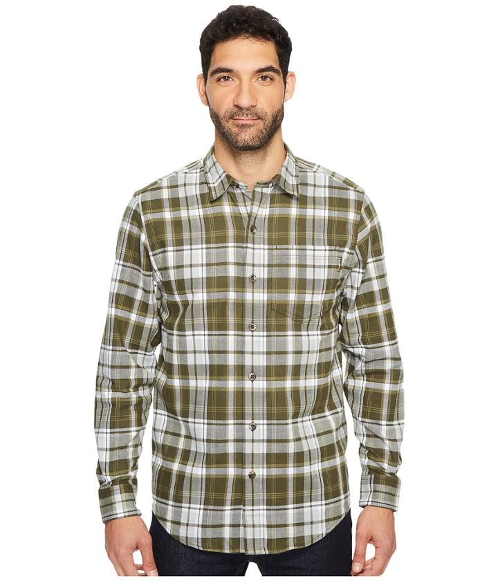Timberland Pro R-value Flannel Work Shirt (burnt Olive Plaid) Men's Long Sleeve Button Up