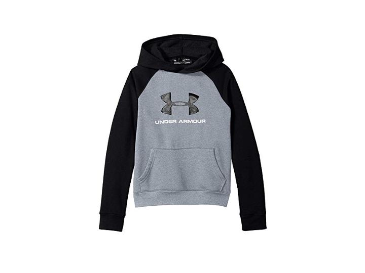 Under Armour Kids Rival Ua Logo Hoodie (big Kids) (steel Light Heather/black/black) Boy's Sweatshirt