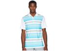 Puma Golf Turf Stripe Polo (bright White/blue Atoll) Men's Short Sleeve Pullover