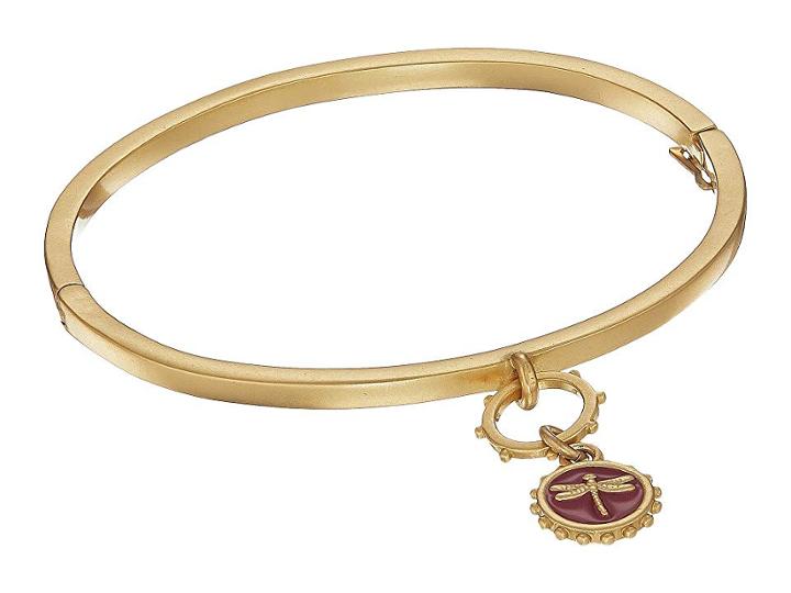 Vince Camuto Hinged Bracelet With Dragonfly Charm (matte Gold/crystal/red) Bracelet