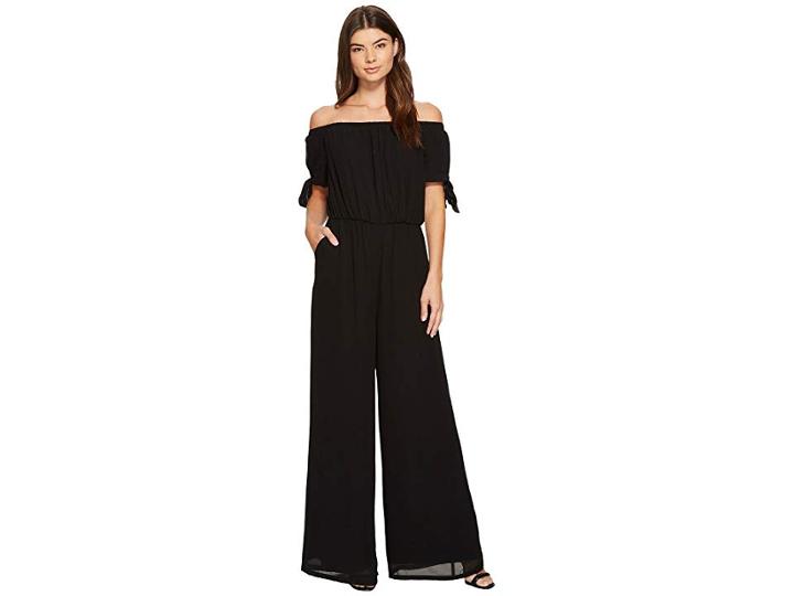 Catherine Catherine Malandrino Off Shoulder Jumpsuit (black Beauty) Women's Jumpsuit & Rompers One Piece