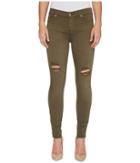 7 For All Mankind The Ankle Skinny Jeans W/ Destroy In Olive (olive) Women's Jeans