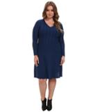 Pendleton Plus Size Black Magic Merino Wool Dress (blue) Women's Dress