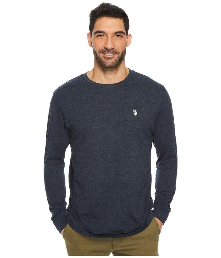 U.s. Polo Assn. Long Sleeve Crew Neck T-shirt (peacoat Heather) Men's T Shirt