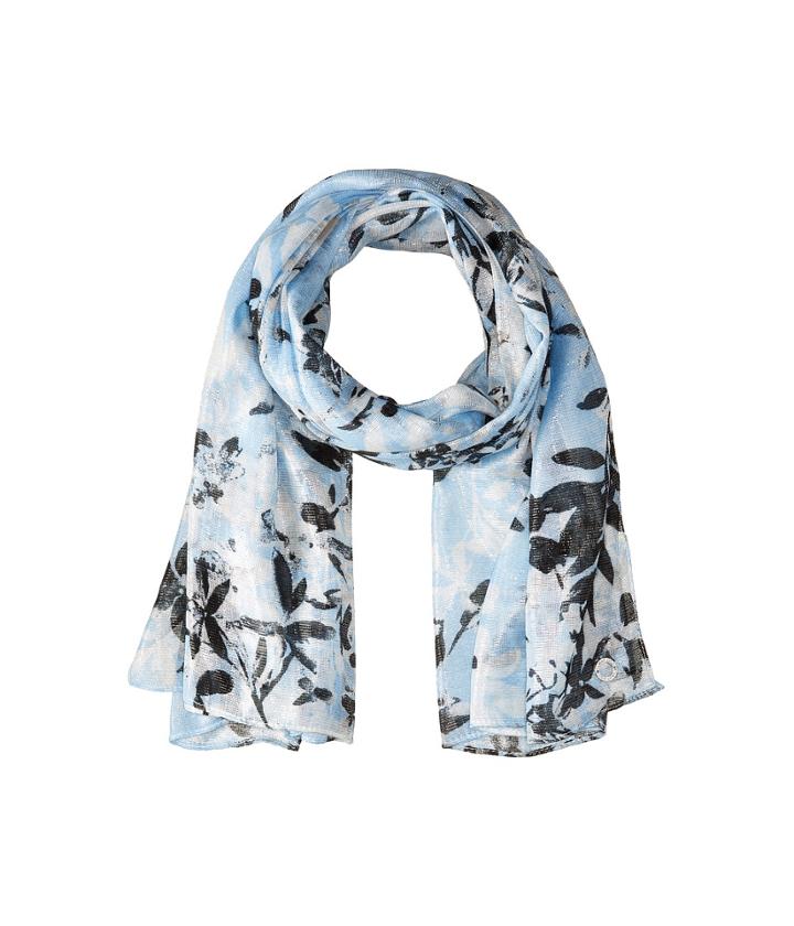 Calvin Klein Airy Floral Liquid Lurex Scarf (iceberg) Scarves