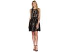 Adelyn Rae Trina Woven Lace Fit Flare Dress (black/nude) Women's Dress
