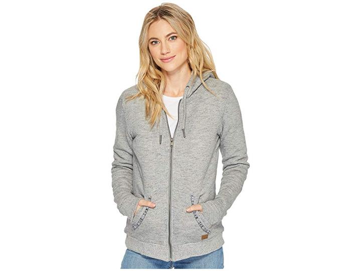 Roxy Trippin Sherpa Fleece Top (charcoal Heather) Women's Clothing