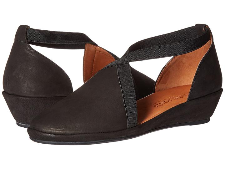 Gentle Souls By Kenneth Cole Natalia (black Nubuck) Women's Dress Flat Shoes