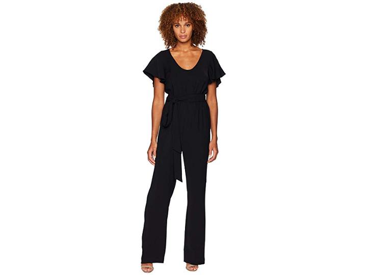 Michael Michael Kors Scoop Neck Belt Short Sleeve Jumpsuit (black) Women's Jumpsuit & Rompers One Piece