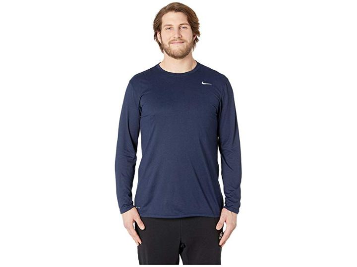 Nike Big Tall Dry Tee Long Sleeve Legend 2.0 (obsidian/black/matte Silver) Men's T Shirt