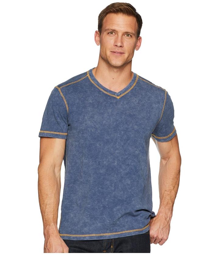 Agave Denim Dungeons Short Sleeve V-neck (dark Denim) Men's Short Sleeve Pullover