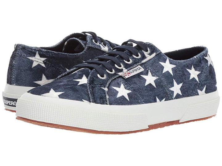 Superga 2750 Printedvelw (navy/white Star) Women's Shoes