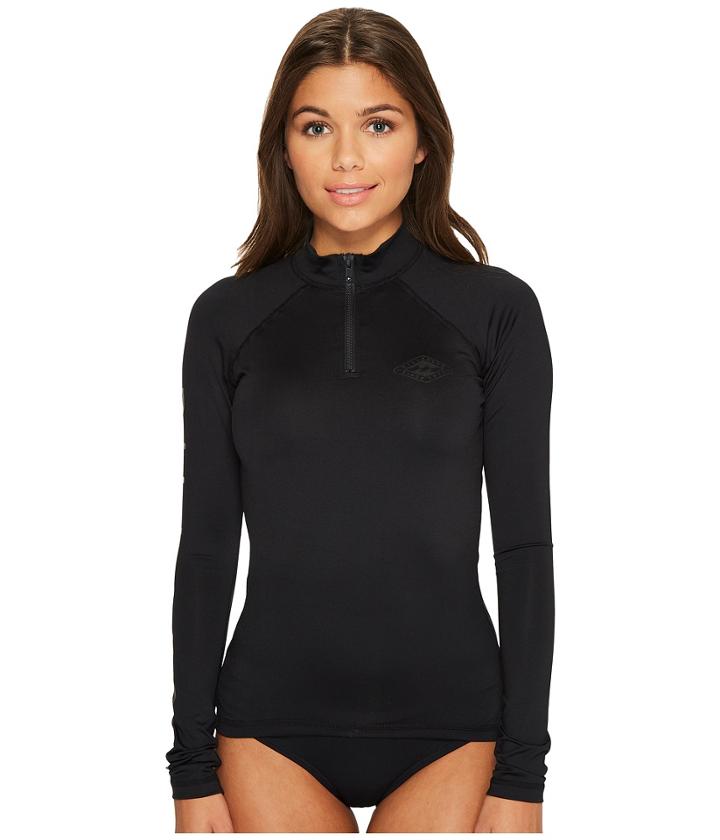 Billabong Sol Searcher Long Sleeve Rashguard (black Pebble) Women's Swimwear