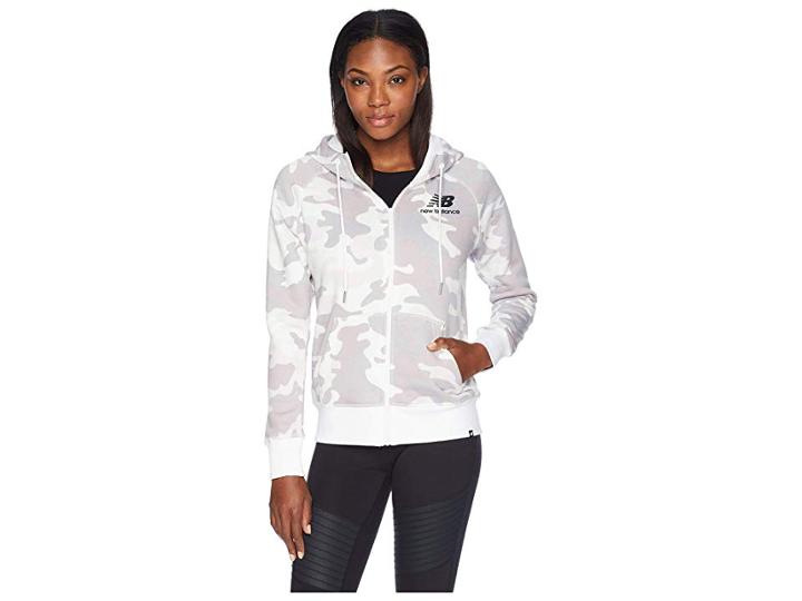 New Balance Essentials Brush Full Zip Hoodie (white) Women's Sweatshirt
