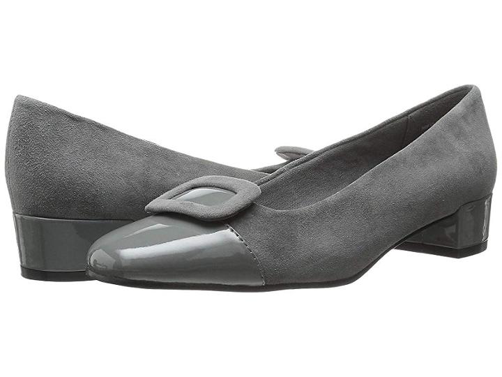 David Tate Retro (gray Suede/patent) Women's 1-2 Inch Heel Shoes