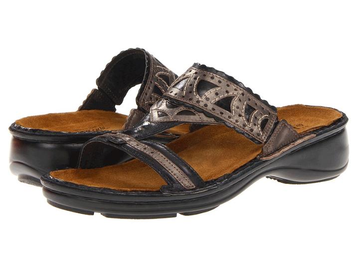 Naot Oleander (black Madras Leather/pewter Leather) Women's Sandals