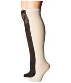 Steve Madden 2-pack Over The Knee Crochet Cuff (black/off-white) Women's Knee High Socks Shoes