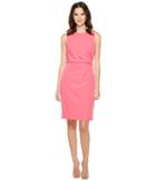 Adrianna Papell Lined Stretch Crepe Sheath Dress (fiesta Pink) Women's Dress