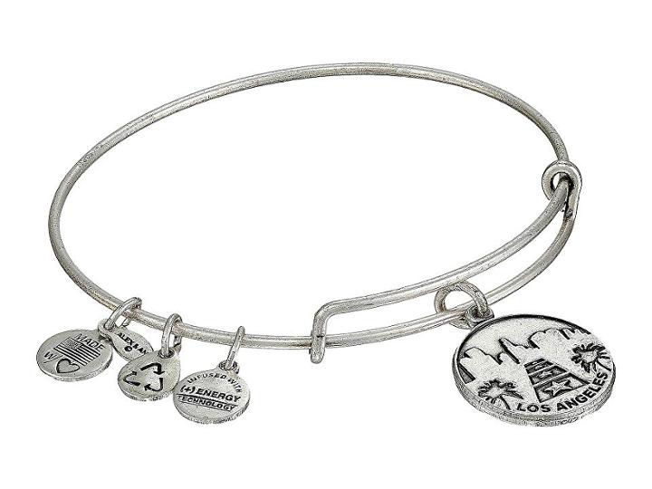Alex And Ani Los Angeles Charm Bangle (rafaelian Silver Finish) Bracelet