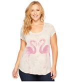Lucky Brand Plus Size Flamingo Tee (heather Grey Multi) Women's T Shirt