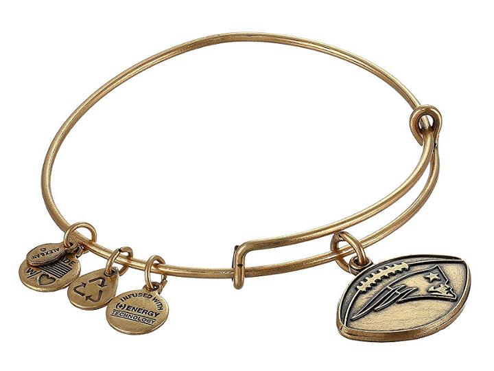 Alex And Ani New England Patriots Football Charm Bangle (rafaelian Gold Finish) Bracelet