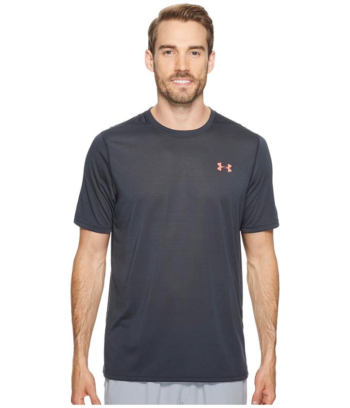 Under Armour Ua Threadborne Short Sleeve (anthracite/marathon Red) Men's Clothing