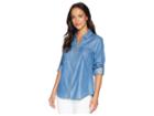 Michael Michael Kors Tencel Dog Tag Top (light Cadet Wash) Women's Clothing