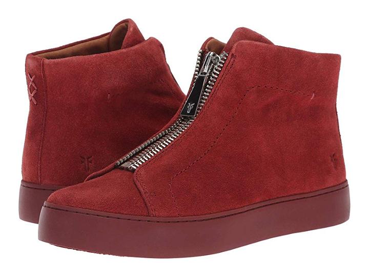 Frye Lena Zip High (red Clay Suede) Women's Lace Up Casual Shoes