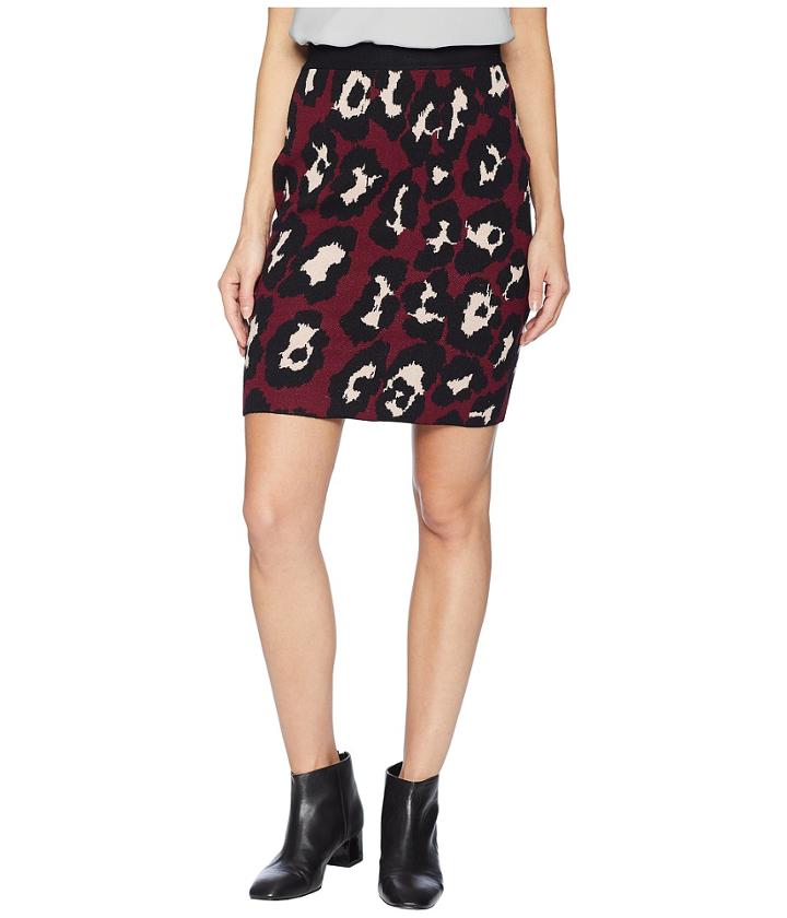 Romeo & Juliet Couture Leopard Print Knit Skirt (burgundy) Women's Skirt