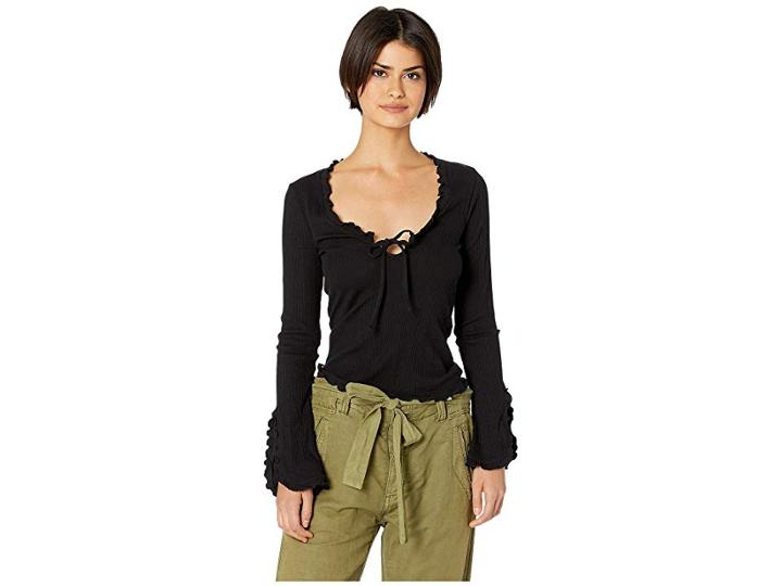 Free People Fall For You Long Sleeve Top (black) Women's Clothing