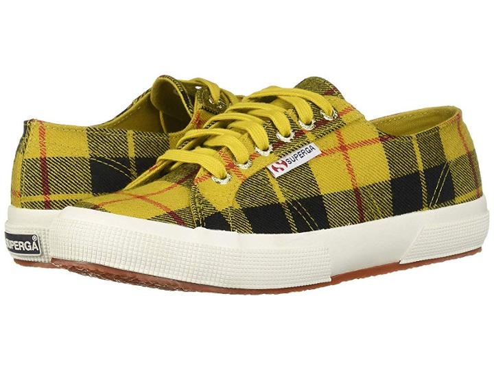 Superga 2750 Tartan W (yellow Plaid) Women's Lace Up Casual Shoes