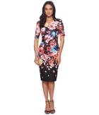 Adrianna Papell Spring In Bloom Printed Sheath (black Multi) Women's Dress