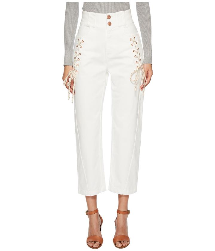 See By Chloe Lace-up Pants (white Powder) Women's Casual Pants